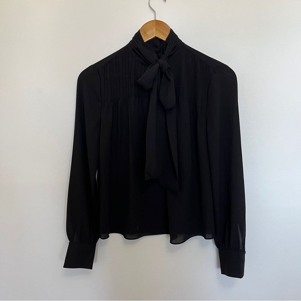 DEREK LAM 10 CROSBY valentine tie blouse in black Size 0 NWOT - Picture 3 of 5